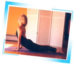 photo of Karin in upward-facing dog pose